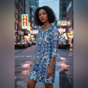 Antik Batik Blue and Gold Sequin Blouse